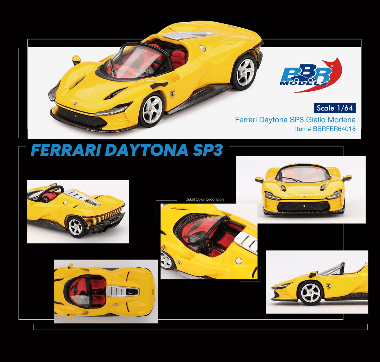 BBR Models 1:64 Ferrari Daytona SP3 Giallo Modena