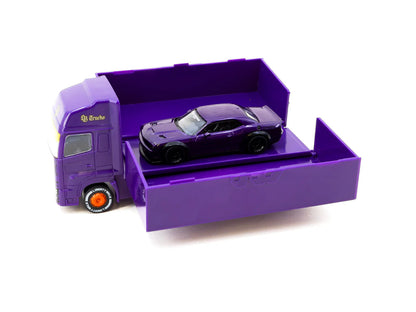 Tarmac Works 1:64 LB-WORKS Dodge Challenger SRT Hellcat Purple with Truck - GLOBAL64