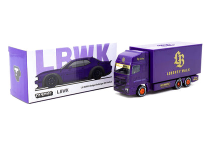 Tarmac Works 1:64 LB-WORKS Dodge Challenger SRT Hellcat Purple with Truck - GLOBAL64